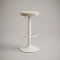 Sgabello da bar rotondo girevole e regolabile in acciaio e tessuto, beige e bianco, Ø 38 × H 62-83 cm