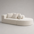 Divano a 3 posti con chaise longue curva in bouclé di poliestere avorio, 280 x 140 x 76 cm