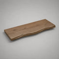 Mensola da parete rettangolare in legno massello con bordo vivo, marrone naturale, 100 x 26-30 x 4 cm