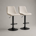 Set di 2 sgabelli da bar girevoli regolabili in altezza, rivestimento bouclé crema e basi in acciaio nero, 45 x 48 x 84-105 cm