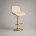 Sgabello da bar regolabile e girevole in similpelle beige e metallo dorato, 47 x 50 x 88-108 cm