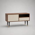Mobile porta TV rettangolare in MDF effetto noce marrone e crema, 120 × 40 × 75 cm