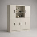 Mobile contenitore alto in pannello truciolare melaminico bianco con 6 ante e maniglie nere, 160 × 40 × 190 cm
