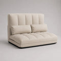 Divano letto pieghevole a 2 posti in poliestere beige con schienale reclinabile e 2 cuscini, 140 x 96 x 112 cm