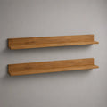 Set di 2 mensole da parete sospese in bambù massello marrone naturale, 120 × 15 × 10 cm